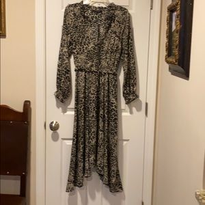 Banana Republic Peasant Midi Dress Leopard Print
